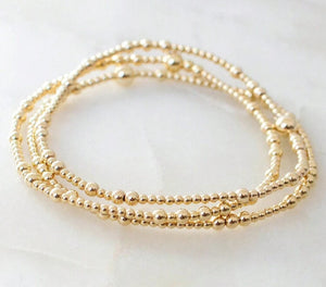 Simple Tiny Beaeded Gold Bracelet