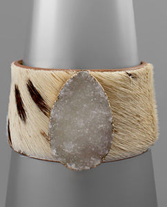 Gold Stone Leather Wrap Bracelet