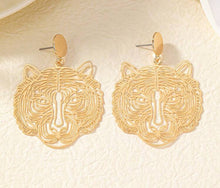 Tiger Earrings Gold and Silver Metal Filigree