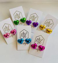 Metallic Heart Stud Earrings