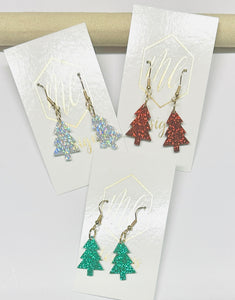 Glitter Christmas Tree Earrings