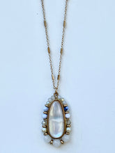 Iridescent Moonstone Long Chain Necklace