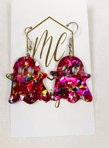 Small Dangle Acrylic Ghost Halloween Earrings