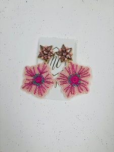 FLOWER  SEED BEADED EARRINGS