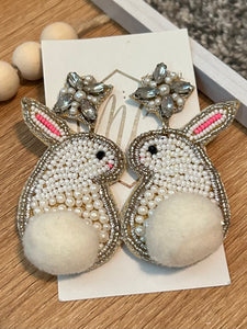 Beaded Bunny Dangle Easter Earrings