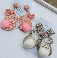 Beaded Bunny Dangle Earrings