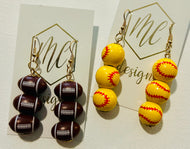 3-D Triple Sports Dangle Earrings