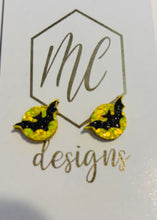 HALLOWEEN LEATHER GLITTER STUD EARRINGS