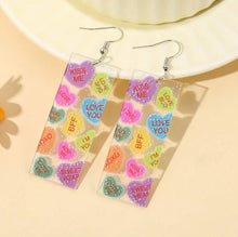 Acrylic Valentine Conversation Candy Heart Earring