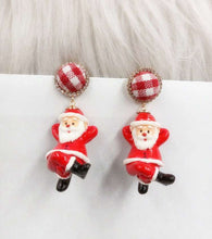 Santa Earrings with Plaid Top