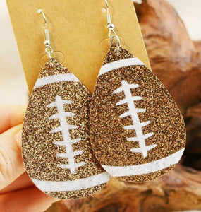 Glitter Teardrop Leather Sports Earrings