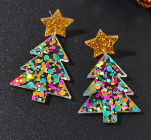 Glitter Christmas Tree Earrings