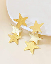 Triple Star Drop Earrings Gold Silver