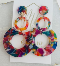 Marbled Acrylic Tiered Circle Earrings