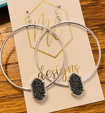 Silver druzy circle earrings