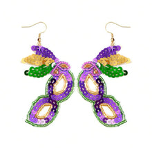 Mardi Gras Sequin Beaded Mask Earrings