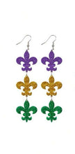 Acrylic Mardi Gras Earrings