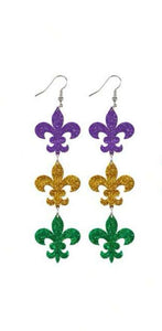 Acrylic Mardi Gras Earrings