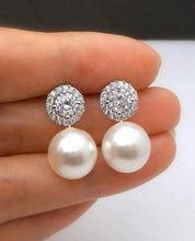 Silver Rhinestone Circle Pearl Earring