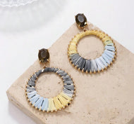 Fall Raffia Circle Earrings