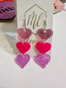 New Acrylic Heart Valentine Ascending Earrings