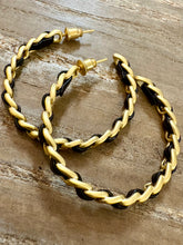 Gold and Black Braided Hoops