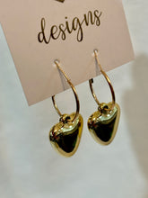 Cushion Heart Drop Hoop Earrings