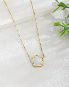 Shell Gold Flower Charm Necklace