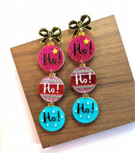 HO HO HO Christmas Ball Ornament Earrings