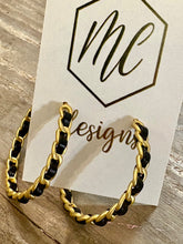 Gold and Black Braided Hoops