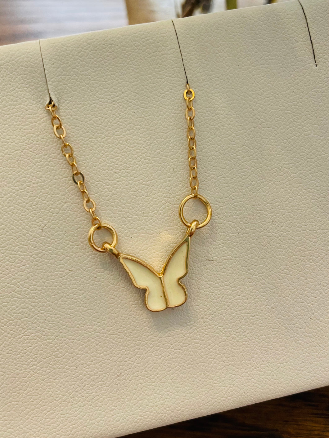 Cream Butterfly Necklace