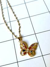 Colorful Rhinestone Butterfly Necklace