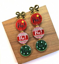 HO HO HO Christmas Ball Ornament Earrings