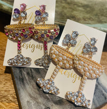 Pearl and Rhinestone Champagne Glass Earrings
