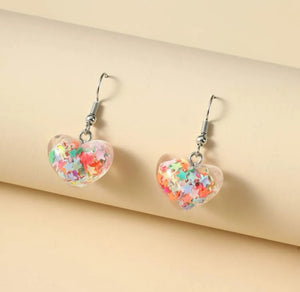 Acrylic Round Heart Earrings