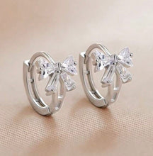 Small Bow Huggies Hoop Earrings