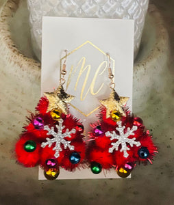 Pom Pom Christmas Tree Earrings