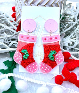 Fun Glitter Christmas Stocking Earrings