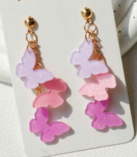 Triple Pink Butterfly Earrings