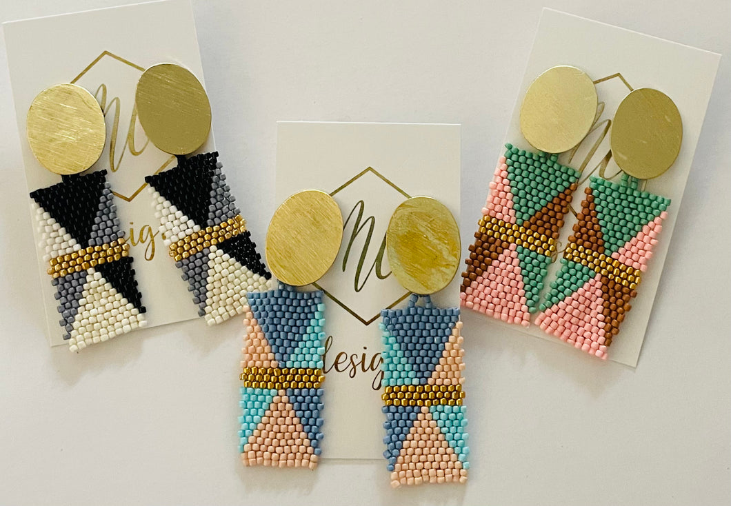 Beaded Rectangle Earrings