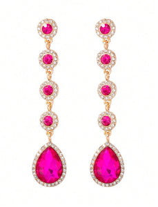 Hot Pink Jewel Drop Earrings