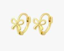 Small Bow Huggies Hoop Earrings