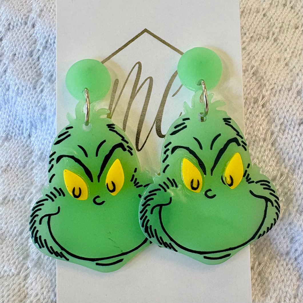 Funny Grinch Christmas Earrings