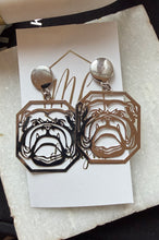 Bulldog Rectangular Filigree Dangle Earrings