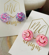 Glitter Smiley Face Studs