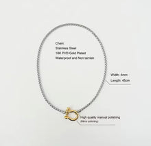 Box Chain Choker Dual Color Buckle Clasp Necklace