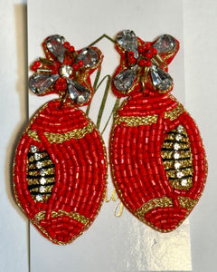 New Jeweled Football Seed Beaded Earrings
