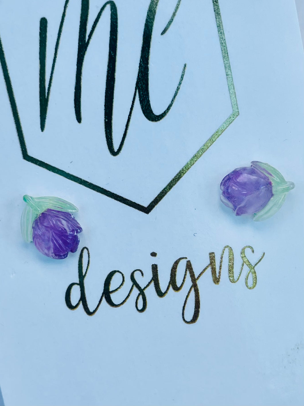 Tiny Purple Flower Studs