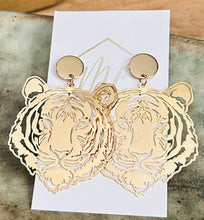 Tiger Earrings Gold and Silver Metal Filigree