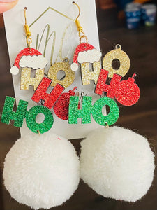 HoHoHo Glitter Christmas Ball Earrings